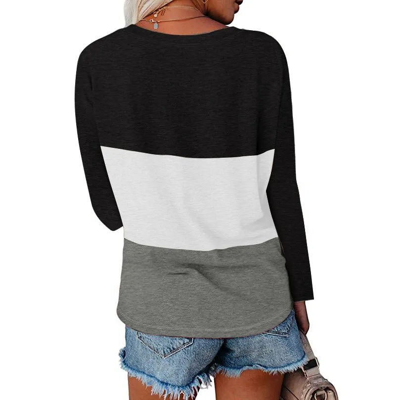 Haute Edition Women's Colorblock V-Neck Long Sleeve T-Shirt sold by Daily Haute product image thumbnail 5