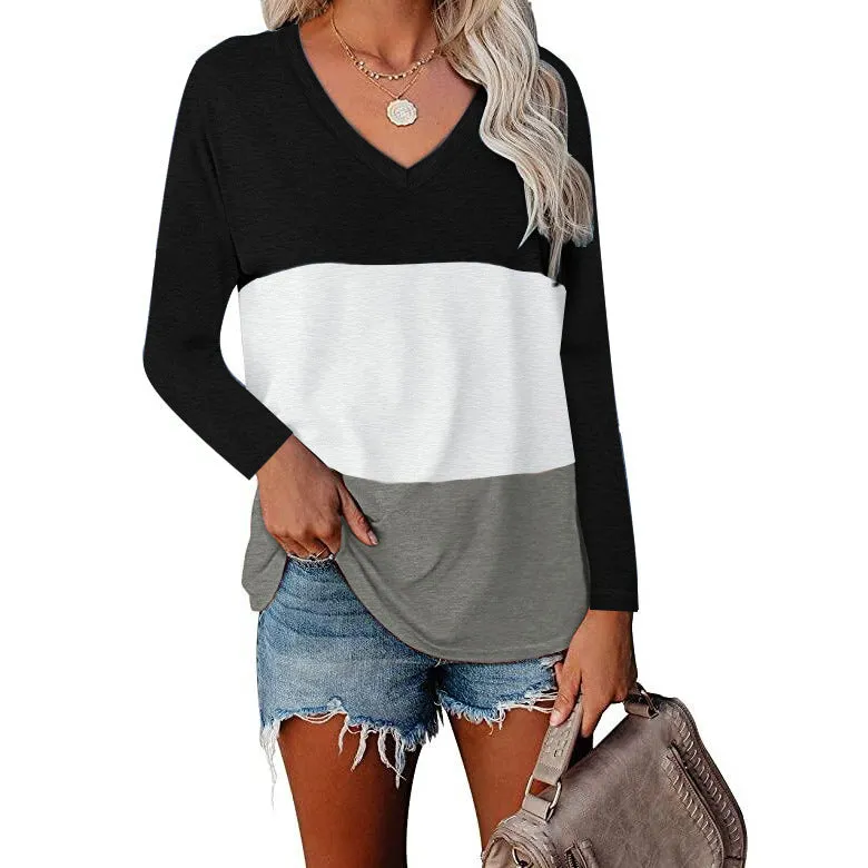 Haute Edition Women's Colorblock V-Neck Long Sleeve T-Shirt sold by Daily Haute product image thumbnail 4