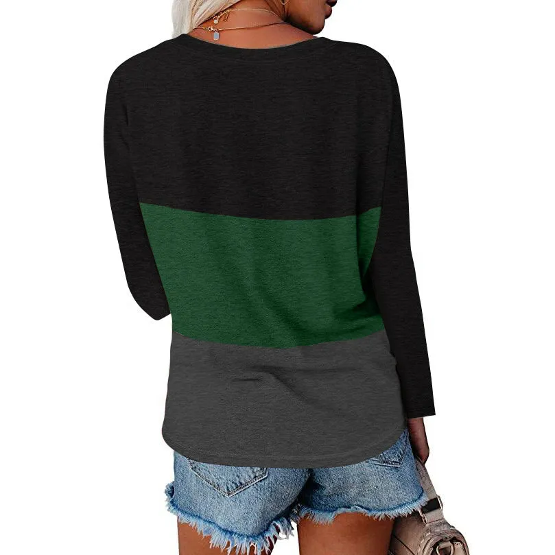 Haute Edition Women's Colorblock V-Neck Long Sleeve T-Shirt sold by Daily Haute product image thumbnail 3