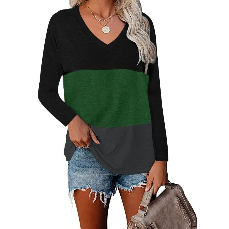 Haute Edition Women's Colorblock V-Neck Long Sleeve T-Shirt sold by Daily Haute product image thumbnail 2