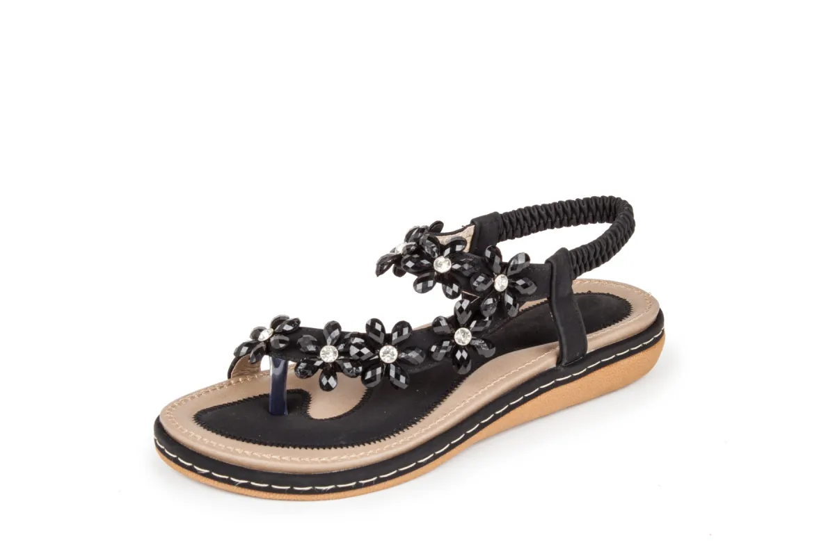 Haute editon Women's Crystal  Bohemian Beaded Comfort Sandals sold by Daily Haute