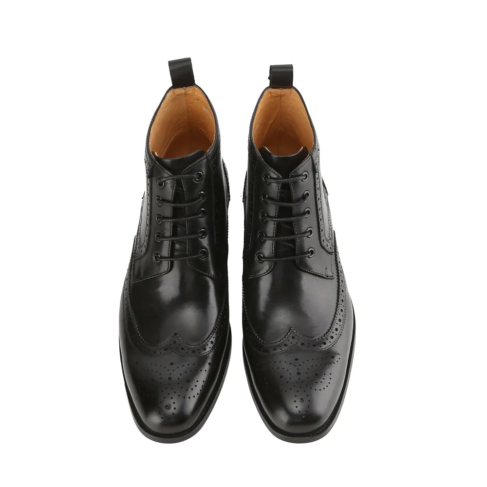 Gino Vitale Men's Handcrafted Genuine Leather Lace-Up Brogue Dress Boot sold by Daily Haute product image thumbnail 3