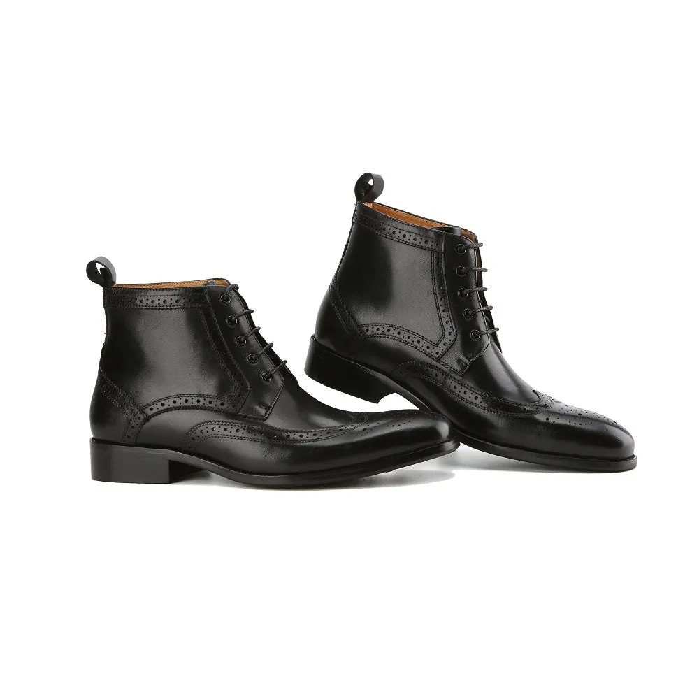 Gino Vitale Men's Handcrafted Genuine Leather Lace-Up Brogue Dress Boot sold by Daily Haute product image thumbnail 2