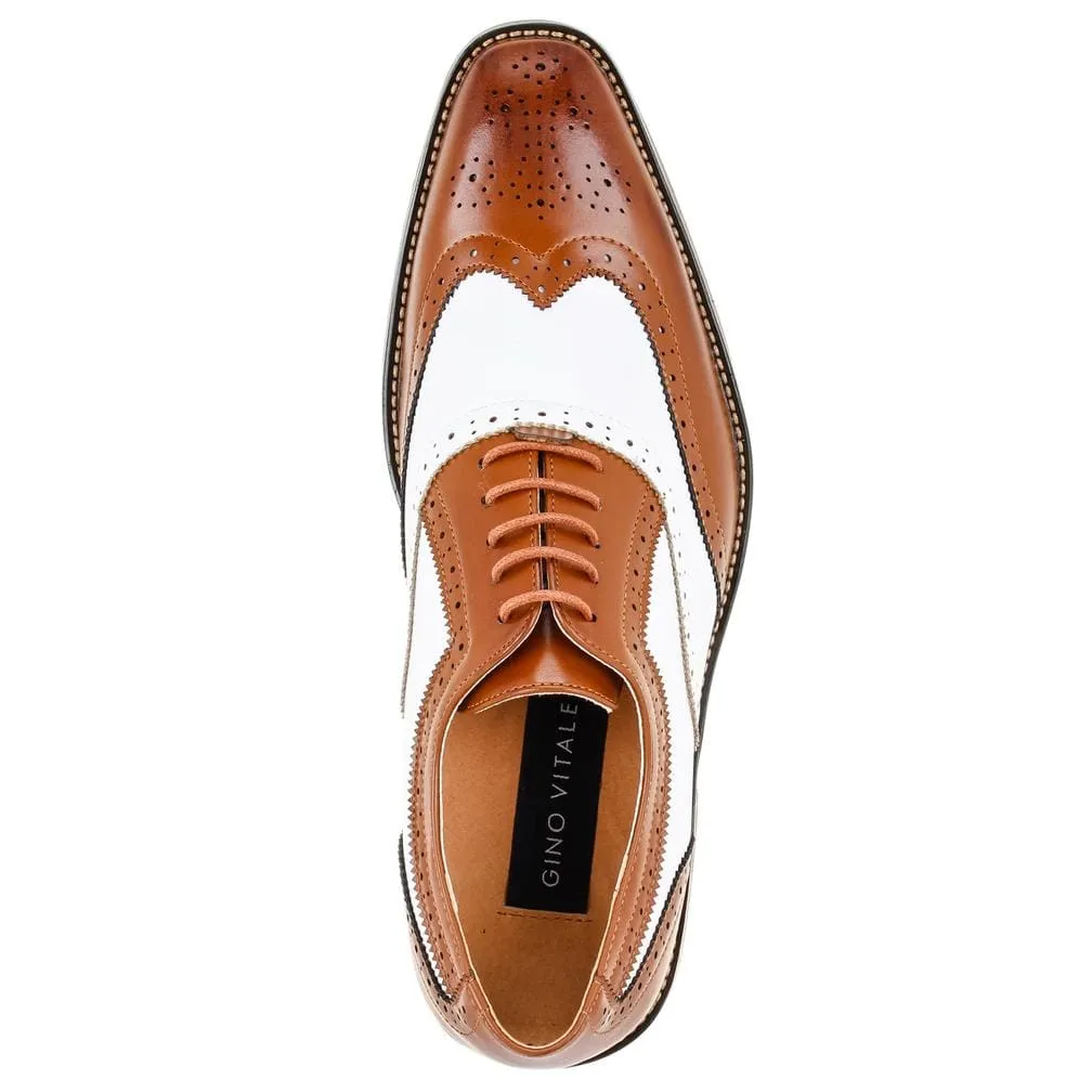 Gino Vitale Men's Two Tone Wing Tip Oxford Dress Shoes sold by Daily Haute product image thumbnail 2
