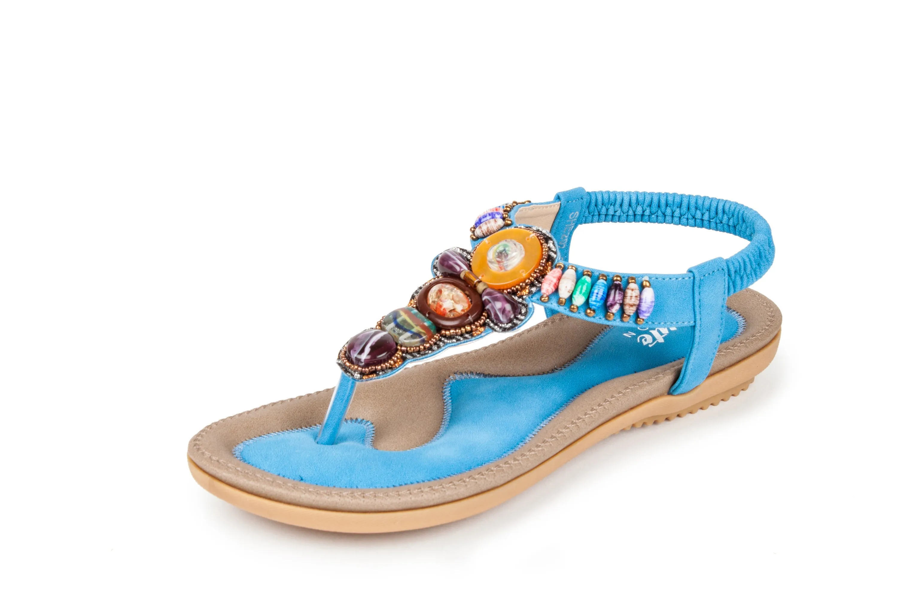 Haute Edition Women's Bohemian Beaded Elastic Slip on Comfort Sandals sold by Daily Haute product image thumbnail 5