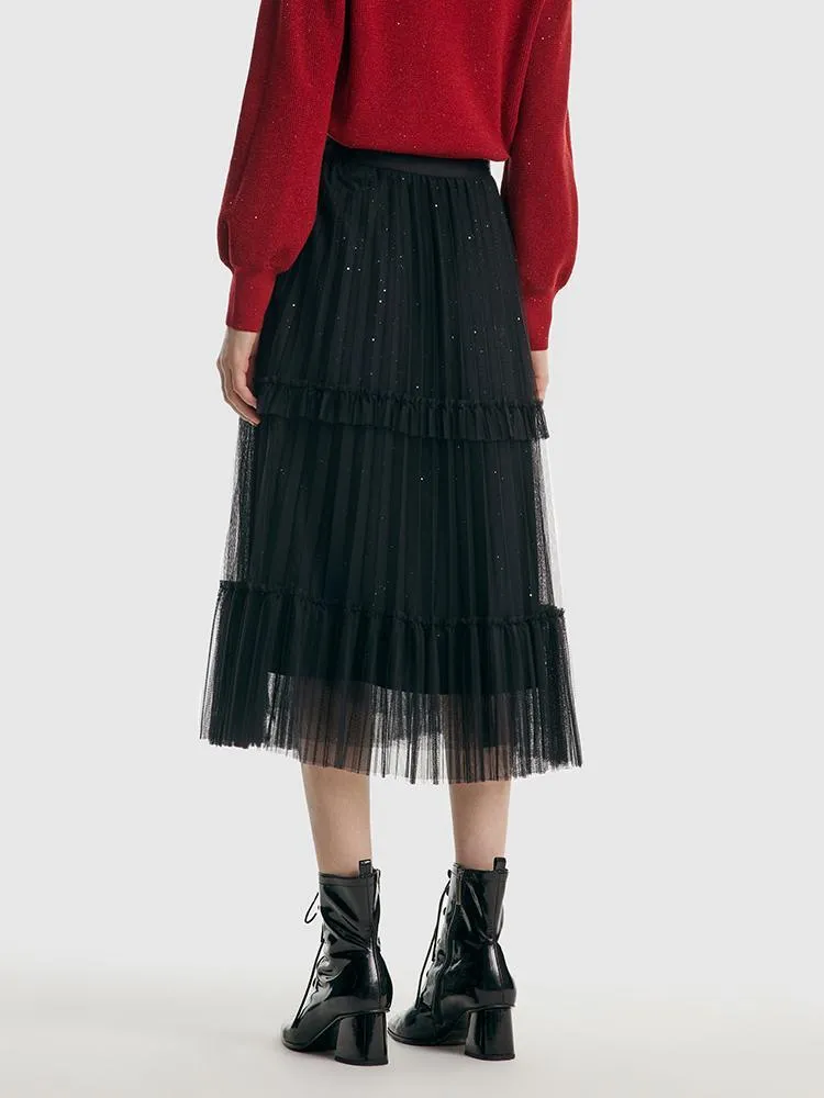 Pressed Pleated Mesh Women Skirt sold by Goelia product image thumbnail 4
