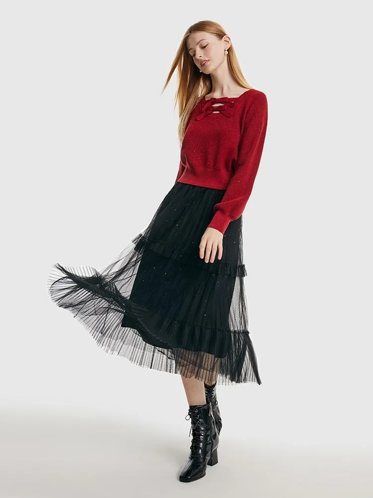 Pressed Pleated Mesh Women Skirt sold by Goelia product image thumbnail 2