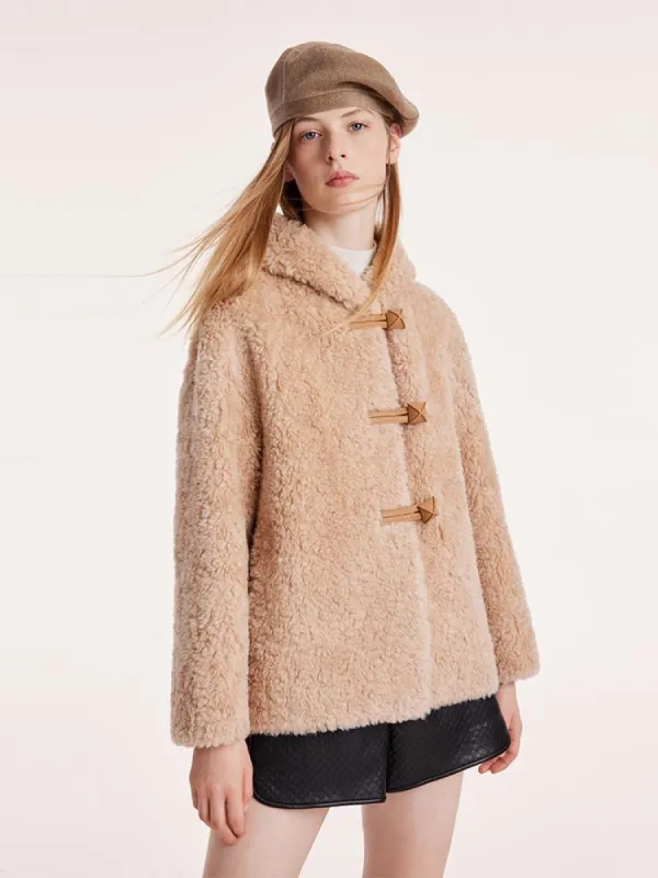 Pure Wool Hooded Short Velour Coat sold by Goelia