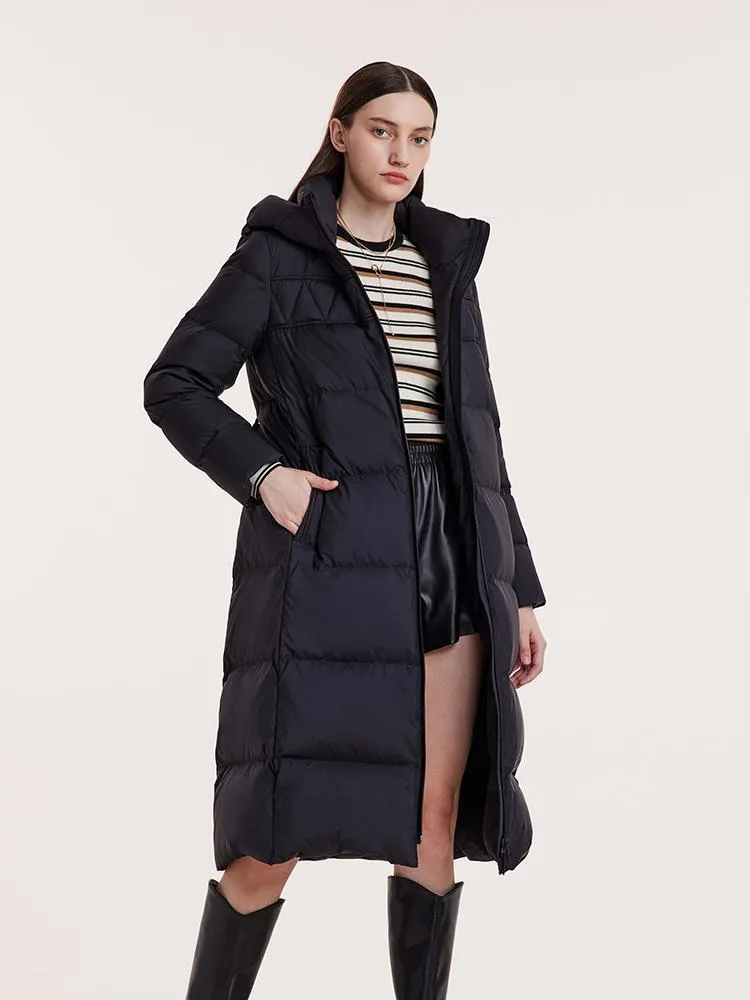 Hooded Long Goose Down Garment With Belt sold by Goelia product image thumbnail 4