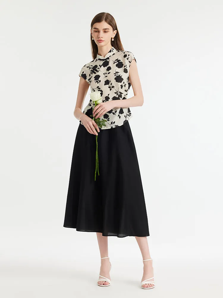 New Chinese-Style Acetate Rose Print Top And Skirt Two-Piece Set sold by Goelia product image thumbnail 2