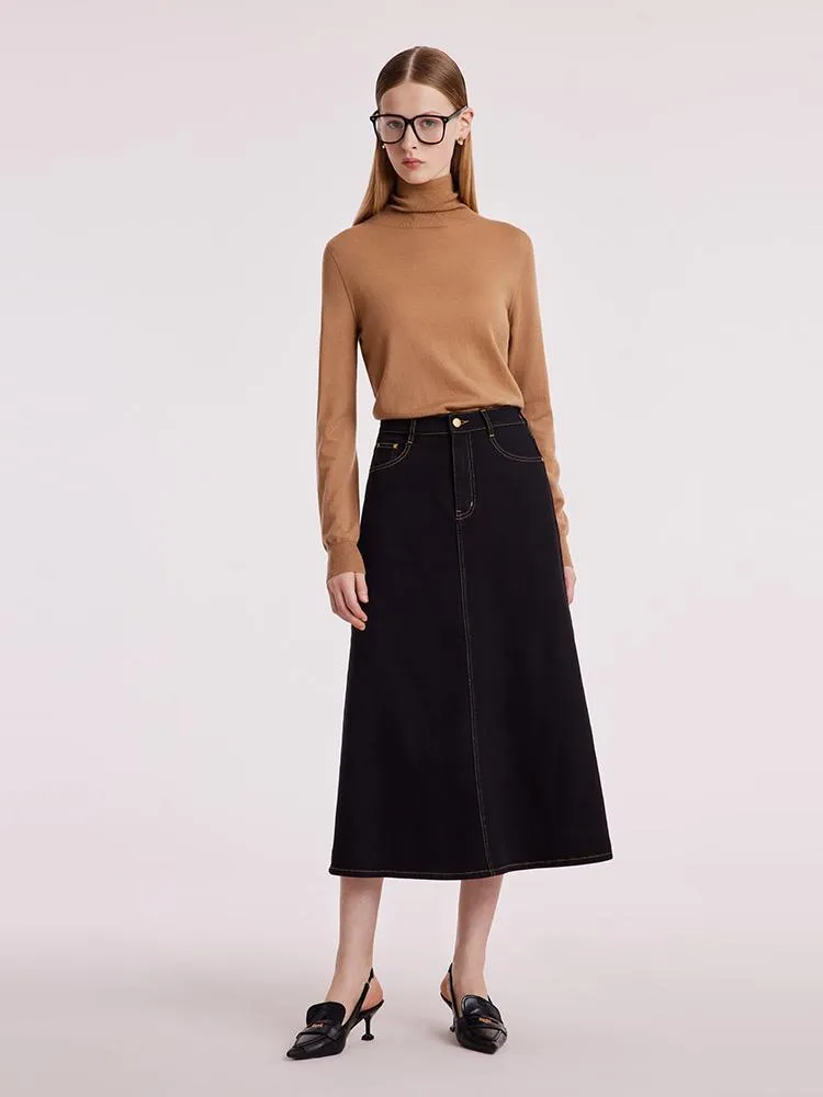Black Denim A-Line Women Skirt sold by Goelia product image thumbnail 2
