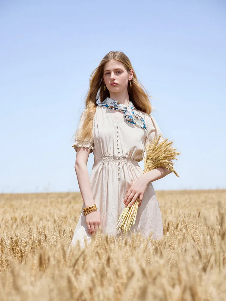 16 Momme Mulberry Silk Jacquard Women Midi Dress sold by Goelia product image thumbnail 4