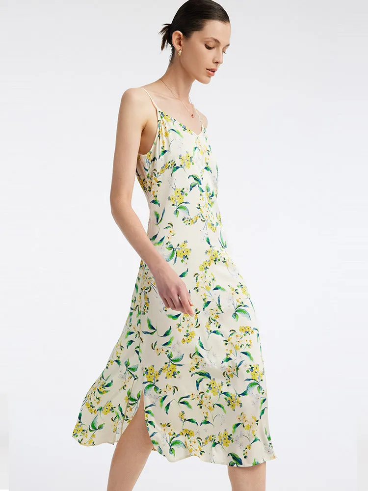 19 Momme Stretch Silk Floral Spaghetti Strap Midi Dress sold by Goelia product image thumbnail 4