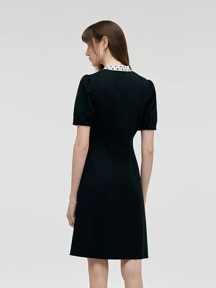 Bow Tie Neck Patchwork Women Mini Dress sold by Goelia product image thumbnail 3