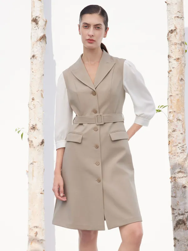 Washable Worsted Woolen Patchwork Mini Dress sold by Goelia