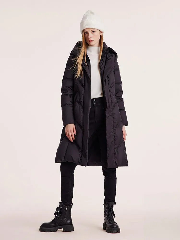 Triple Protection Fabric Gathered Waist Long Goose Down Garment sold by Goelia product image thumbnail 2