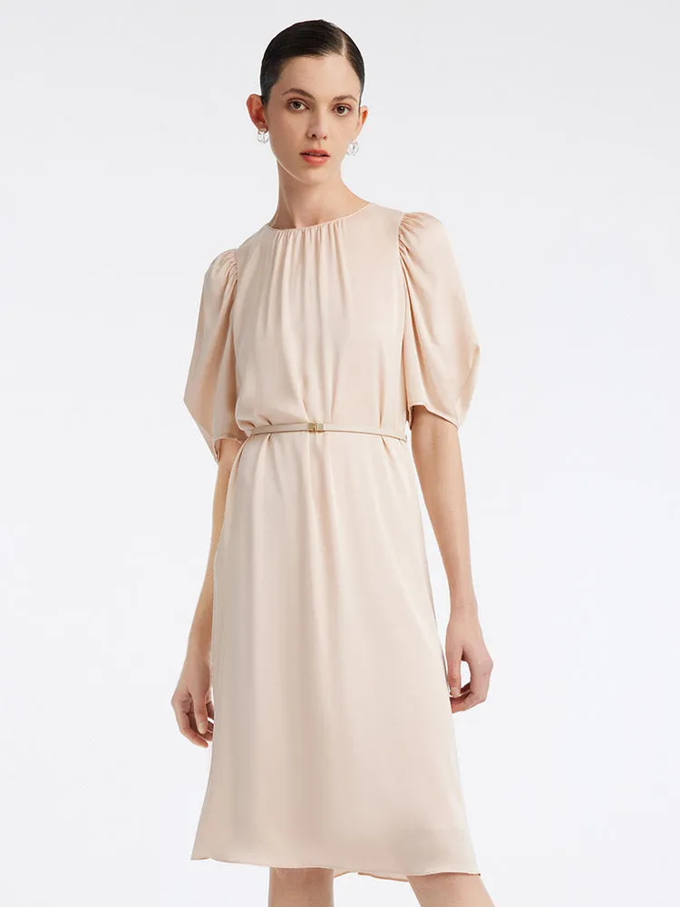 22 Momme Stretch Silk Gathered Waist Midi Dress sold by Goelia product image thumbnail 5