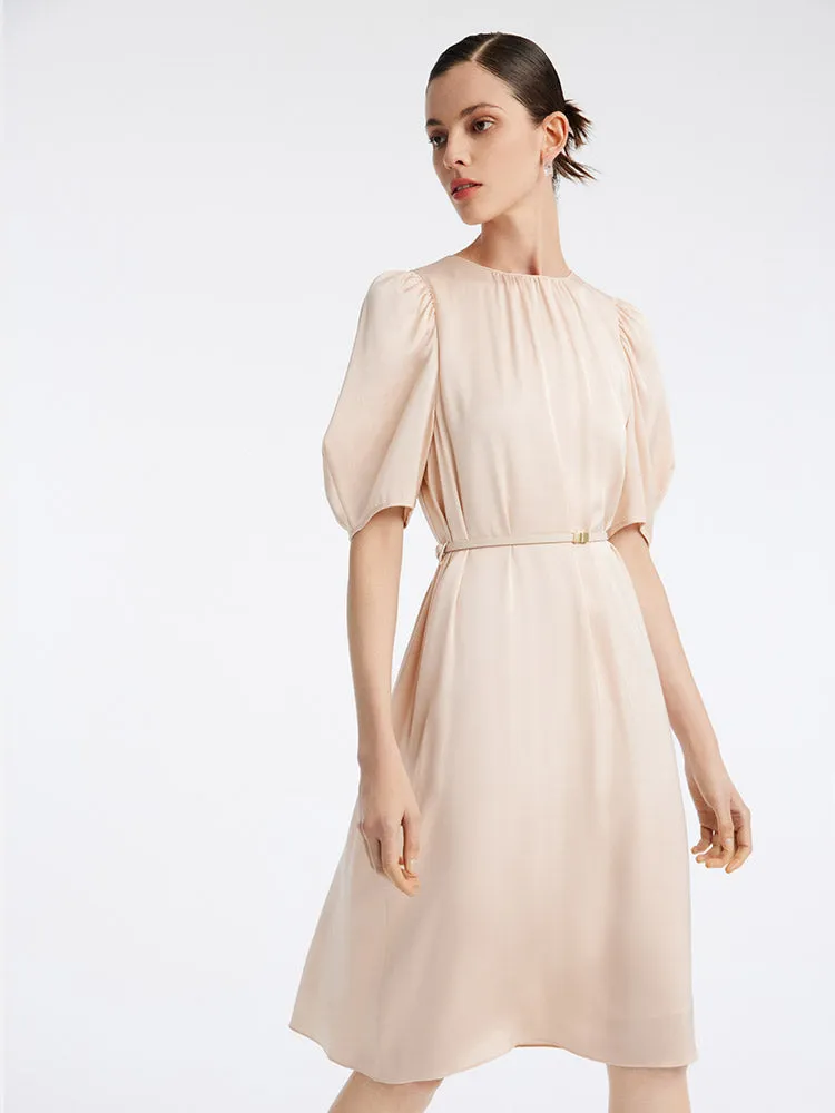 22 Momme Stretch Silk Gathered Waist Midi Dress sold by Goelia product image thumbnail 4