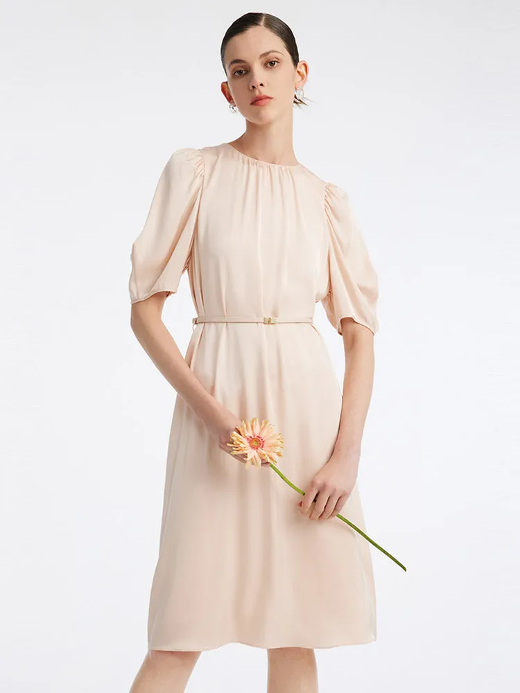 22 Momme Stretch Silk Gathered Waist Midi Dress sold by Goelia product image thumbnail 2