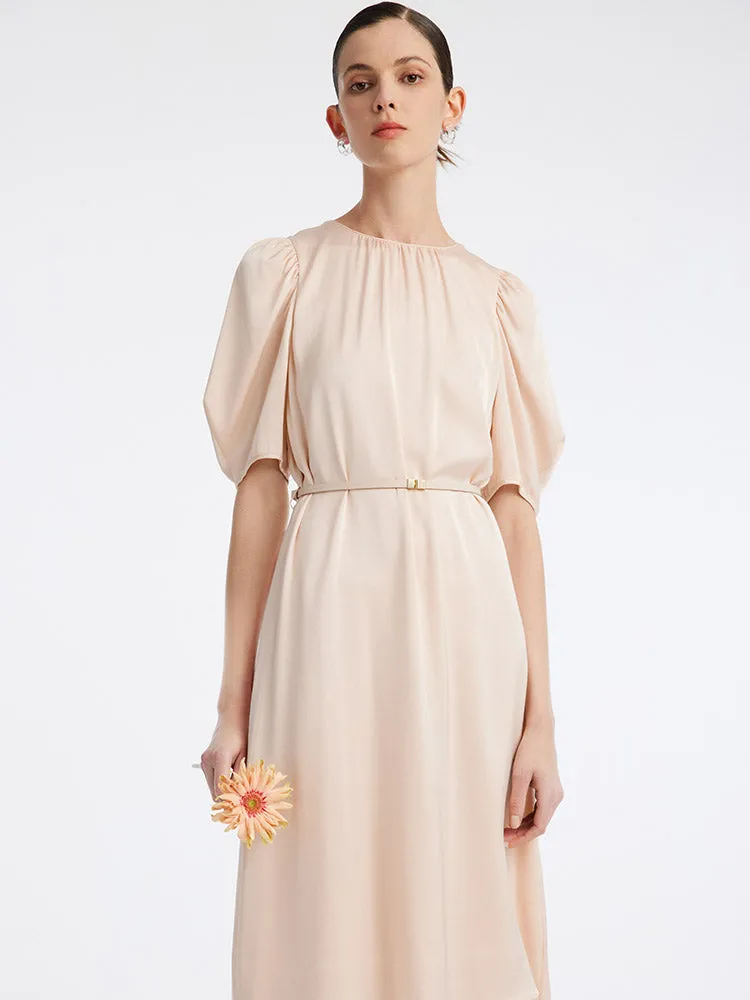 22 Momme Stretch Silk Gathered Waist Midi Dress sold by Goelia product image thumbnail 3