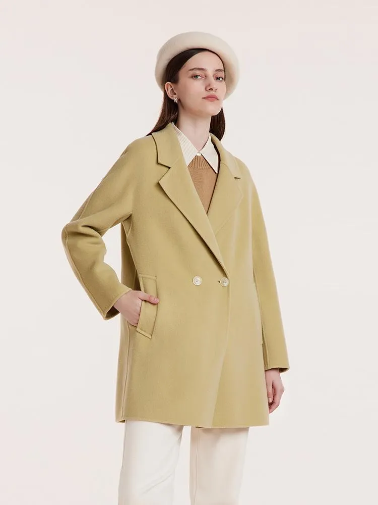 Pure Wool Mid-Length Notched Lapel Double-Faced Women Coat sold by Goelia product image thumbnail 4