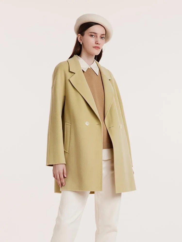 Pure Wool Mid-Length Notched Lapel Double-Faced Women Coat sold by Goelia product image thumbnail 5