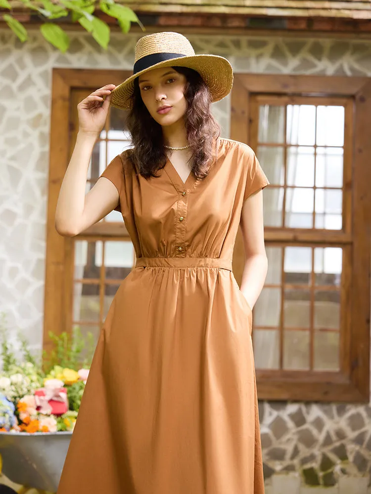 V-Neck Gathered Waist Women Maxi Dress sold by Goelia product image thumbnail 4