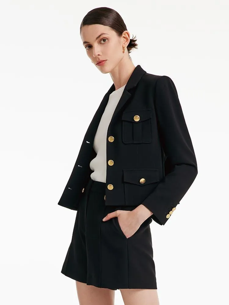 Acetate Blazer And High-waisted Shorts Two-Piece Suit sold by Goelia product image thumbnail 3