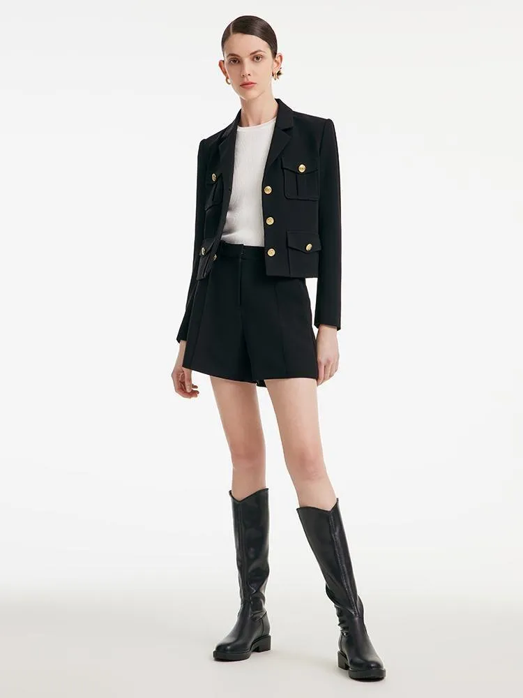 Acetate Blazer And High-waisted Shorts Two-Piece Suit sold by Goelia