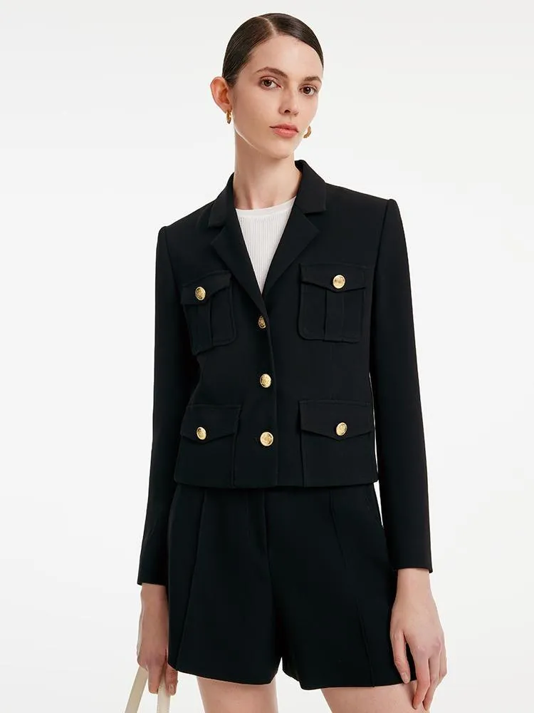 Acetate Blazer And High-waisted Shorts Two-Piece Suit sold by Goelia product image thumbnail 2