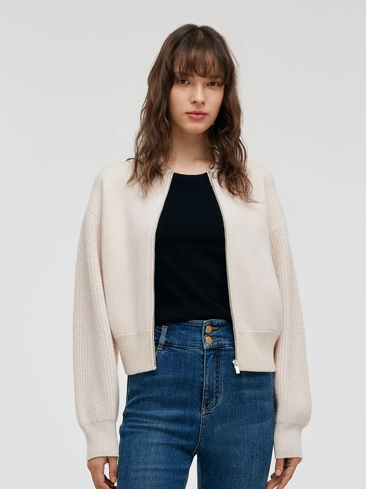 Wool Collarless Zip-Up Women Jacket sold by Goelia