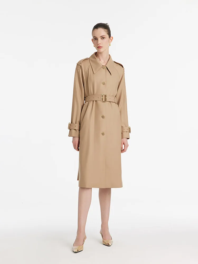 Worsted Wool Lapel Women Trench Coat With Belt sold by Goelia product image thumbnail 2