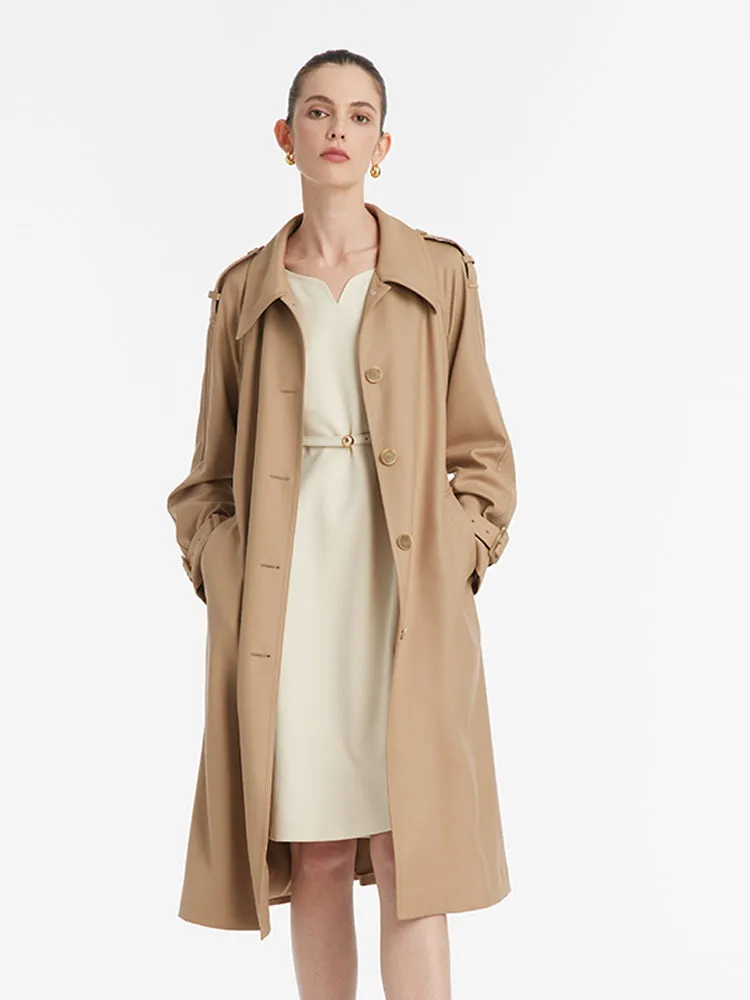 Worsted Wool Lapel Women Trench Coat With Belt sold by Goelia product image thumbnail 3