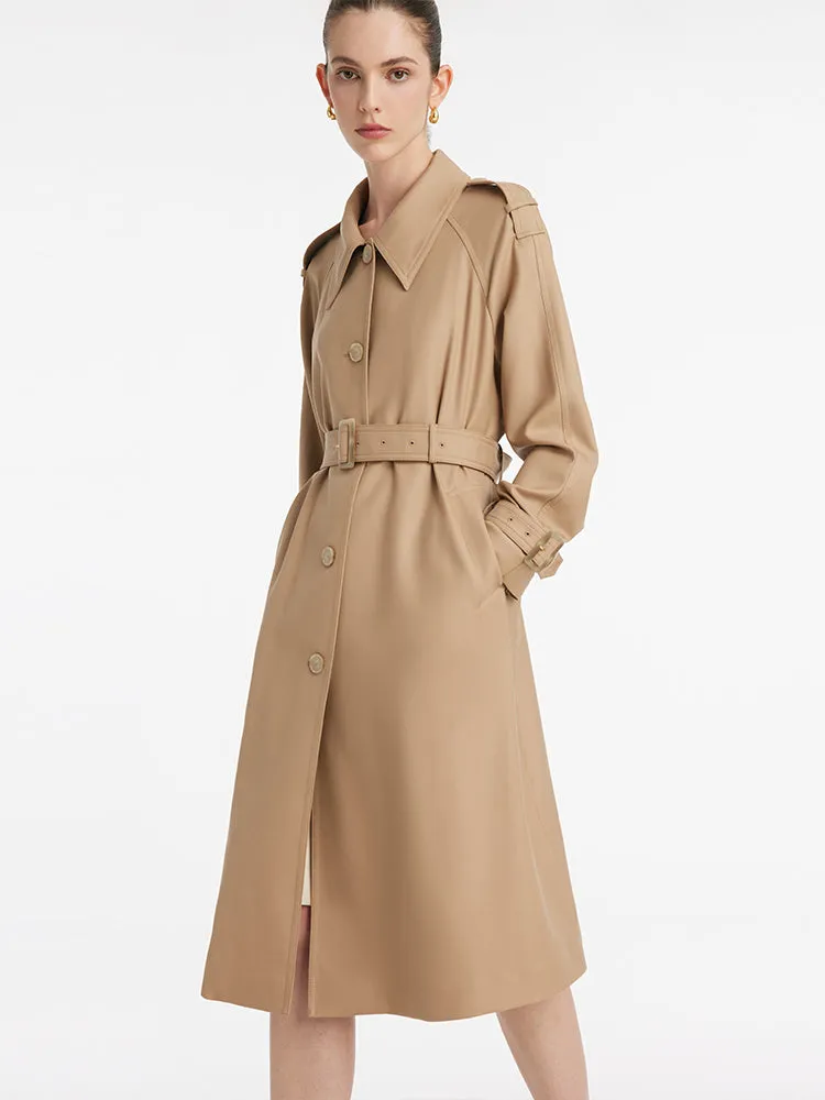 Worsted Wool Lapel Women Trench Coat With Belt sold by Goelia product image thumbnail 4