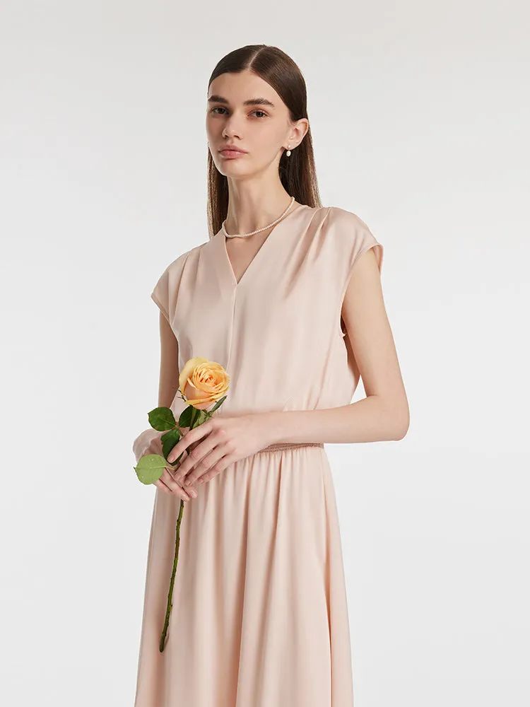 22 Momme Mulberry Silk Gathered Waist Women Midi Dress sold by Goelia product image thumbnail 4