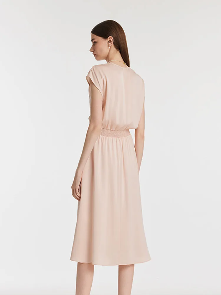 22 Momme Mulberry Silk Gathered Waist Women Midi Dress sold by Goelia product image thumbnail 5