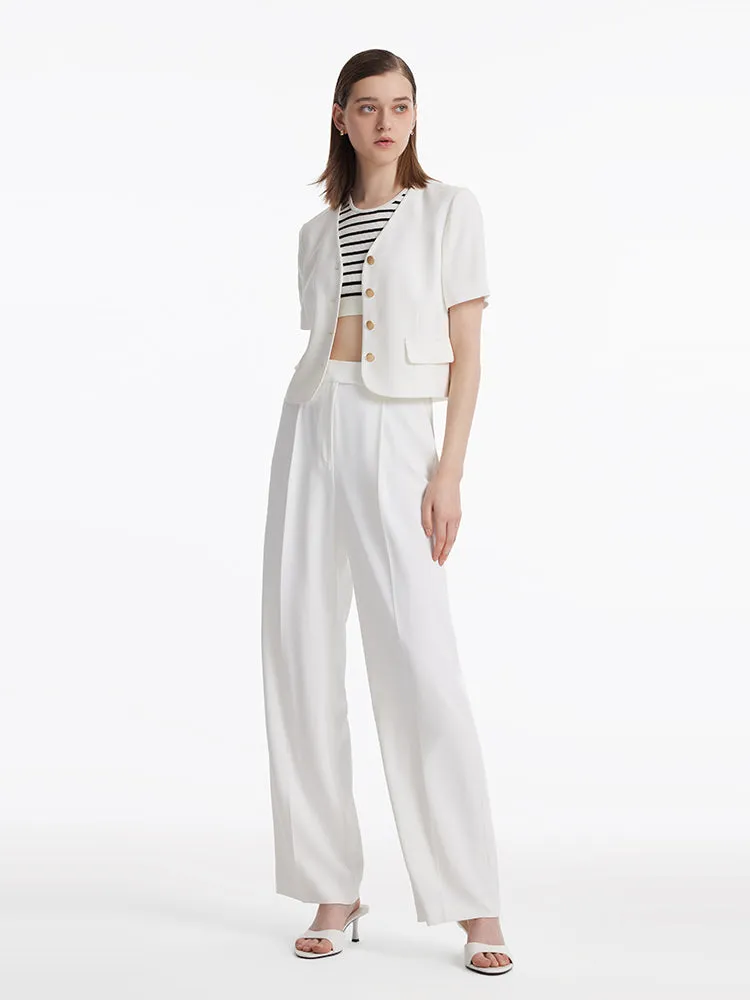 Acetate Single-Breasted Women Crop Blazer sold by Goelia product image thumbnail 2