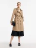Worsted Wool Gathered Waist Double-Breasted Women Trench Coat sold by Goelia