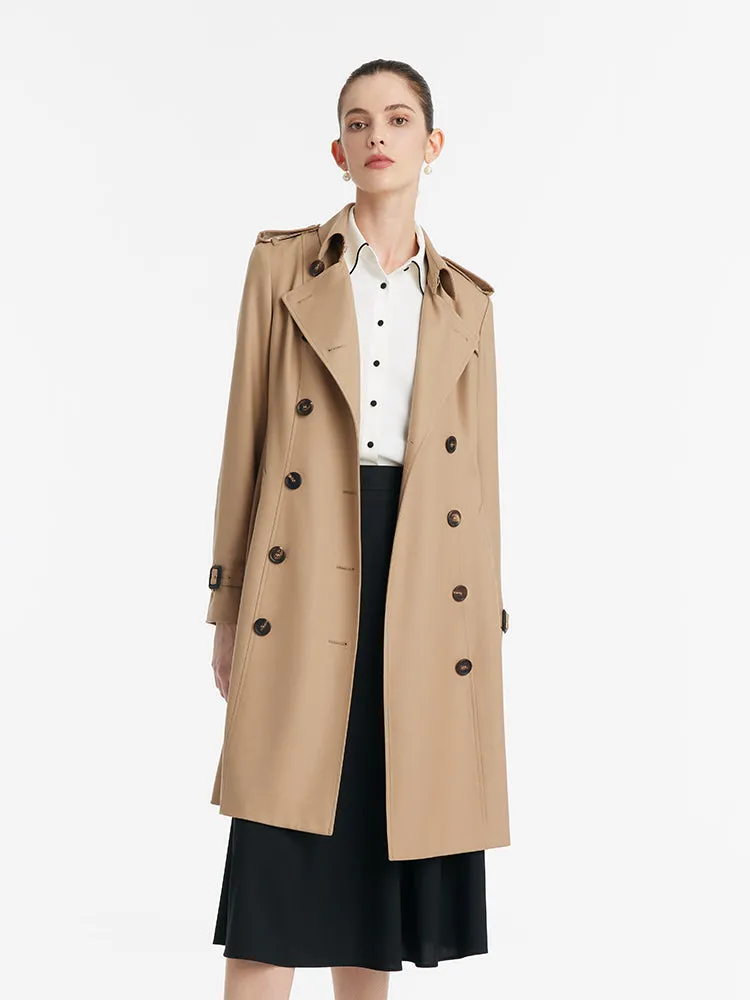 Worsted Wool Gathered Waist Double-Breasted Women Trench Coat sold by Goelia product image thumbnail 5