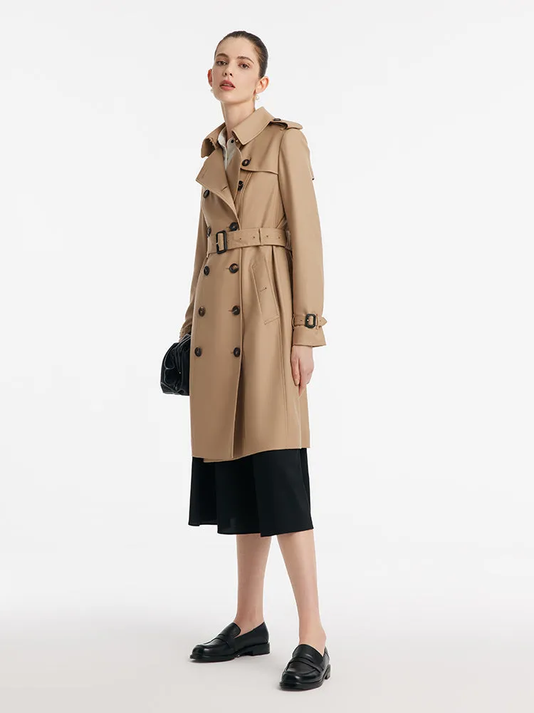 Worsted Wool Gathered Waist Double-Breasted Women Trench Coat sold by Goelia product image thumbnail 4