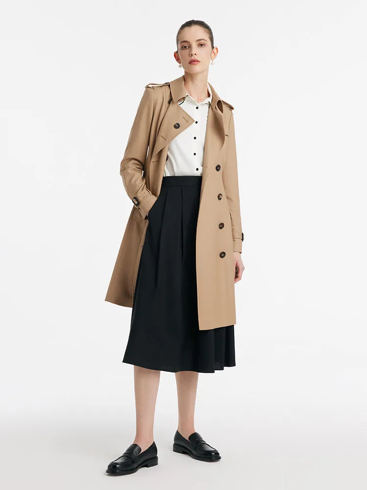 Worsted Wool Gathered Waist Double-Breasted Women Trench Coat sold by Goelia product image thumbnail 3
