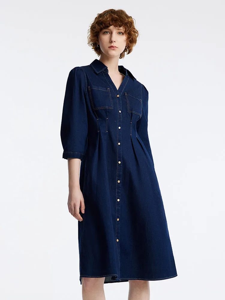 Gathered Waist Denim Mini Dress sold by Goelia product image thumbnail 3