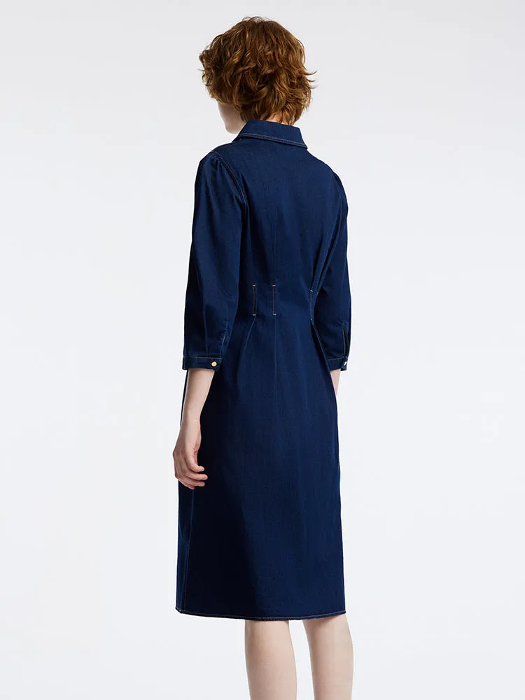 Gathered Waist Denim Mini Dress sold by Goelia product image thumbnail 2