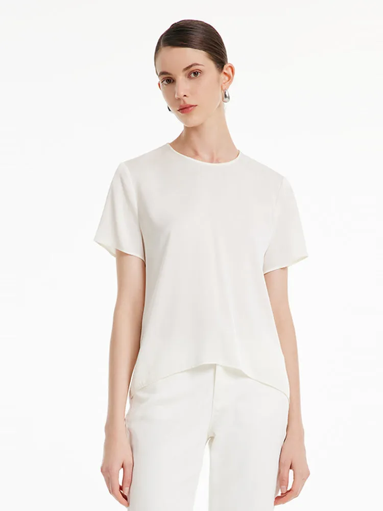 22 Momme Silk Short Sleeve Woven T-shirt sold by Goelia