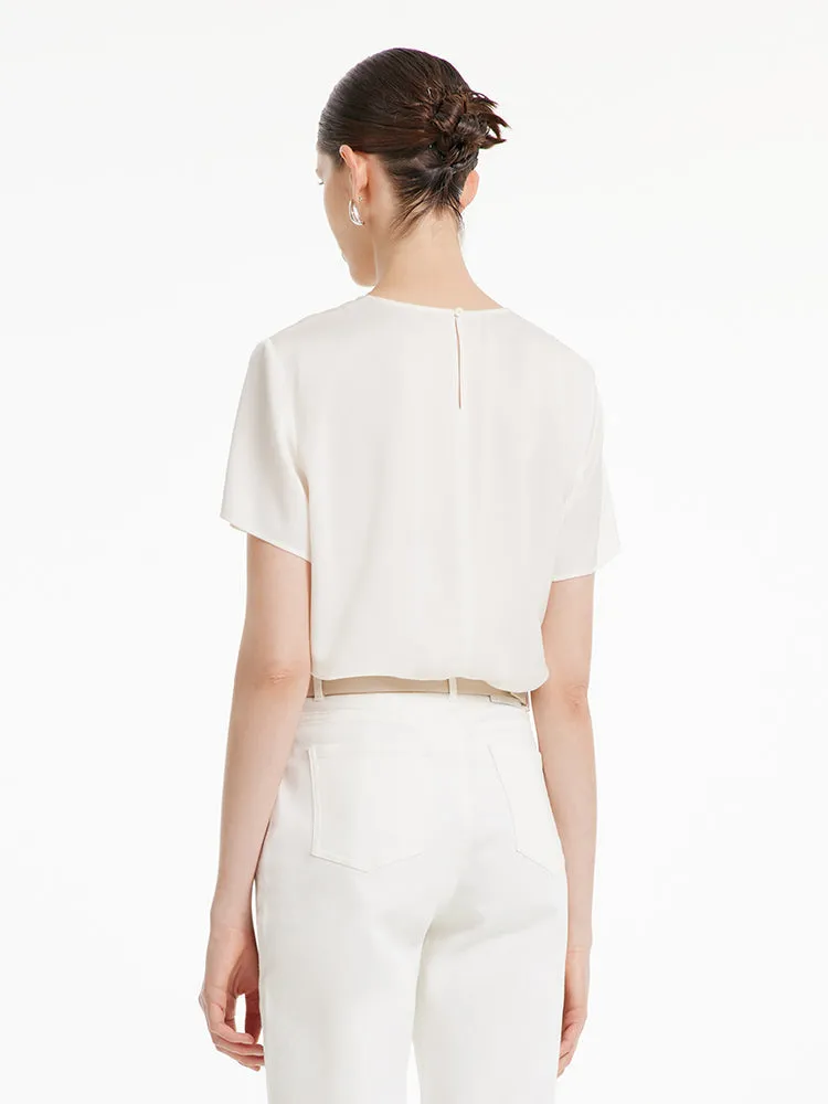 22 Momme Silk Short Sleeve Woven T-shirt sold by Goelia product image thumbnail 4