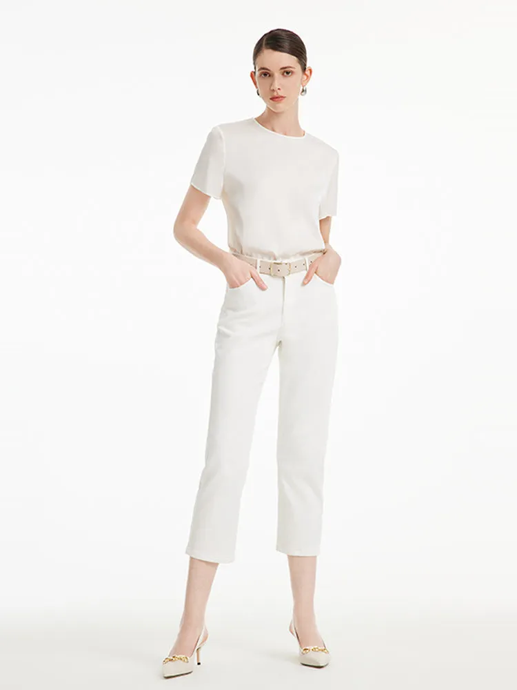 22 Momme Silk Short Sleeve Woven T-shirt sold by Goelia product image thumbnail 3