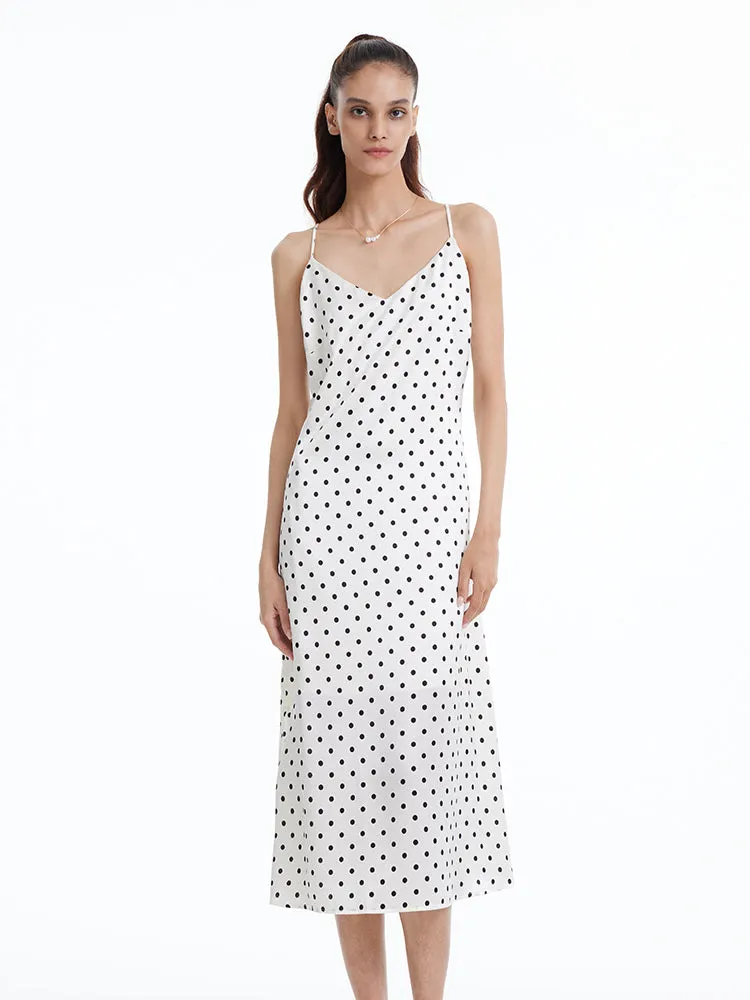 Polka Dots Spaghetti Strap Slip Maxi Dress sold by Goelia