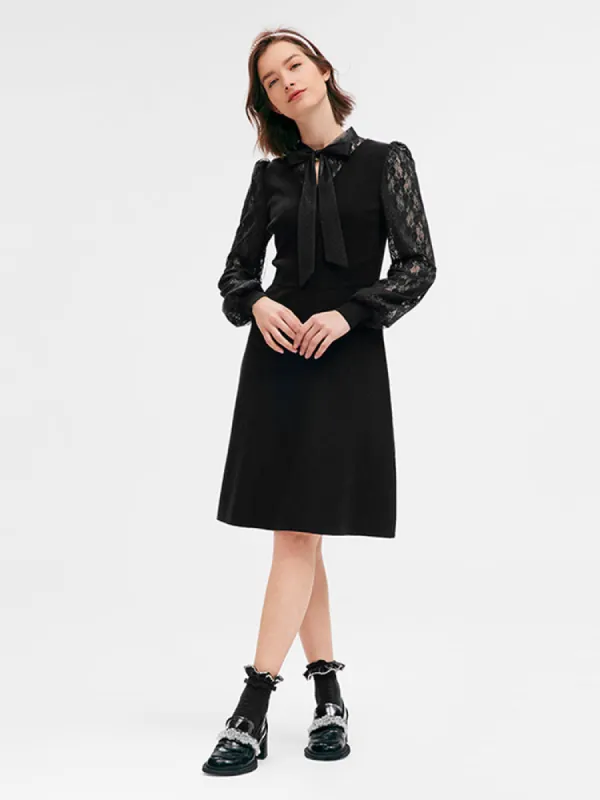 Tencel Lace Patchwork Midi Dress sold by Goelia