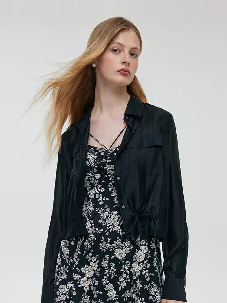 Tencel Crop Shirt With Adjustable Hem sold by Goelia