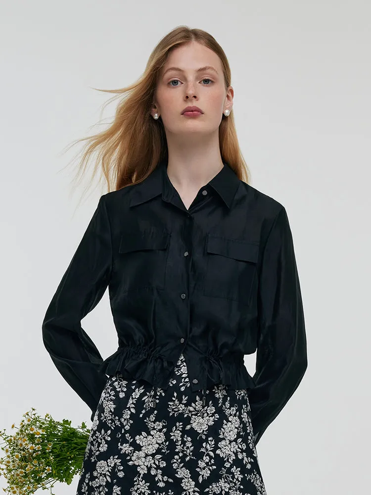 Tencel Crop Shirt With Adjustable Hem sold by Goelia product image thumbnail 4